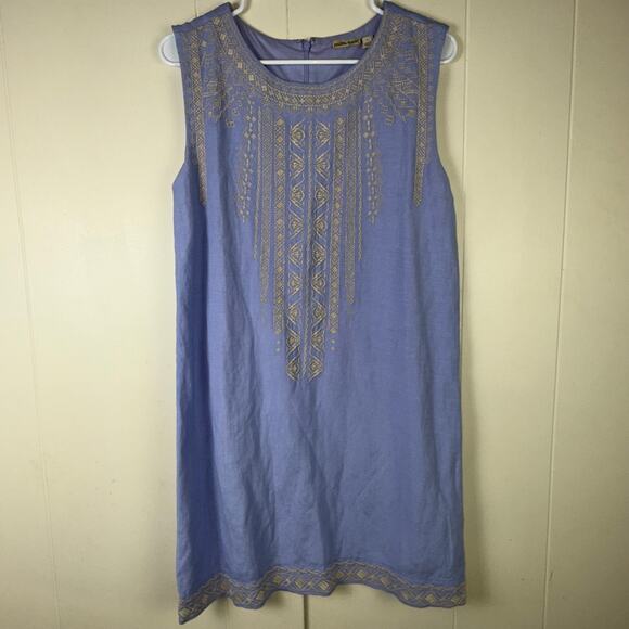 Anthropologie‎ Holding Horses Embroidered Chambray Tunic Dress Shift Small $158 - Picture 1 of 8